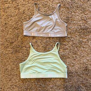 Nike Girls Sports Bras - Light Gray & Mint Green
